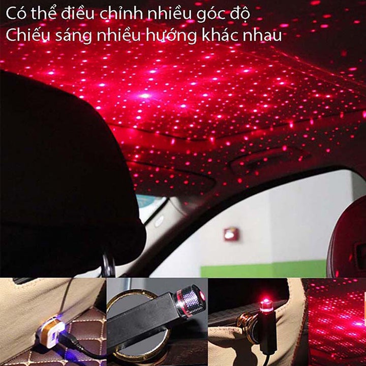 Đèn LED USB chiếu hình bầu trời sao tạo bầu không khí thích hợp trang trí bên trong xe hơi