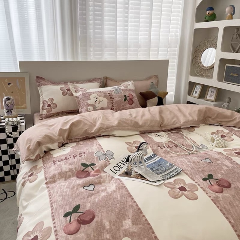 Bộ chăn ga gối Cotton Poly họa tiết động vật đáng yêu nhí nhố MÂY BEDDING đủ kích thước nệm