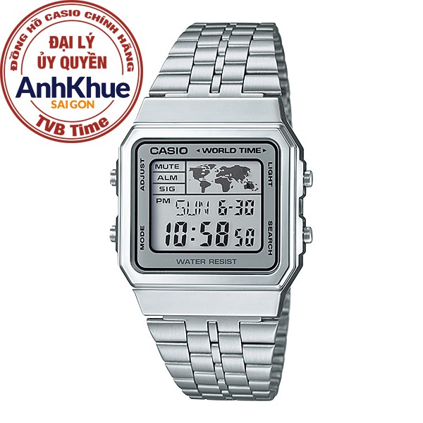 Đồng hồ unisex dây kim loại Casio chính hãng Anh Khuê A500WA-7DF