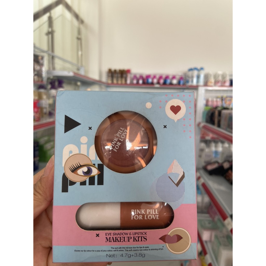 Set son + phấn mắt Nee Cara Pink Pill For Love nội địa Thái