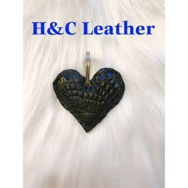 Móc khóa trái tim da cá sấu thật 100% size trung