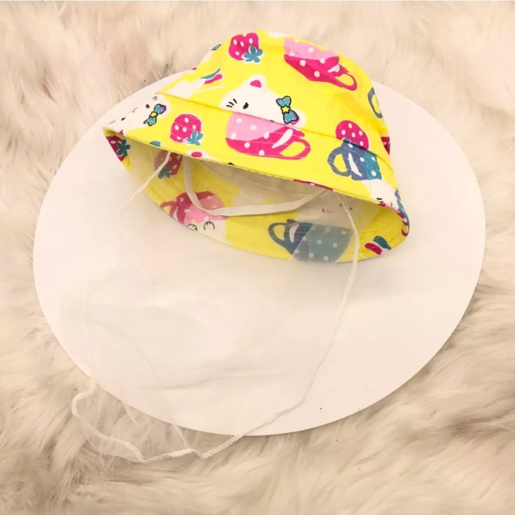 Mũ bo kèm khăn voan hoạt hình kitty bé gái