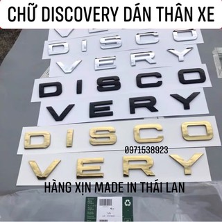 Tem chữ DISCOVERY chữ nổi mạ Crom xịn thái lan có 3 màu. đen, vàng và trắng