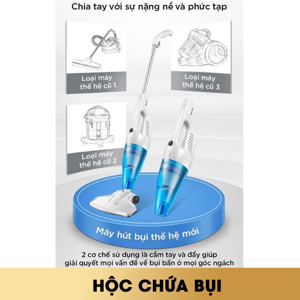 Máy hút bụi PERFECT SV07 650W lực hút 19000 PA. Hút bụi với thiết kế 2 trong 1 có tay cầm, tiện lợi