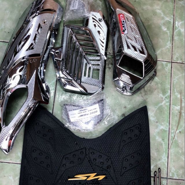 (BH 12 THÁNG )Combo 6 món Sh 2020 xi trắng- carbon đen