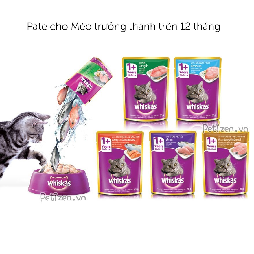 Thức ăn Pate Whiskas túi 85g cho Mèo - Nhập khẩu Thái Lan