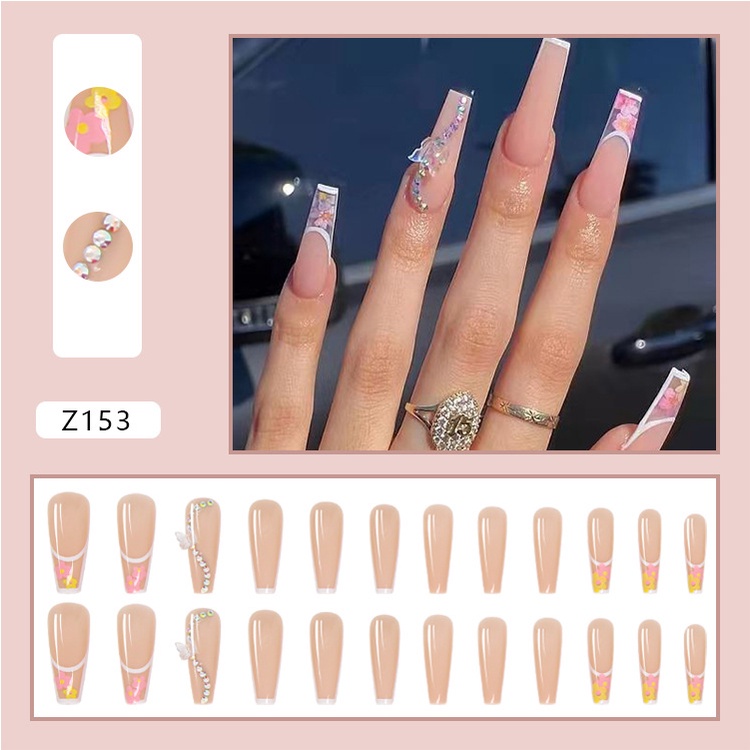 [Z141-180] Bộ 24 móng tay giả đính đá /KÈM KEO/ làm nail