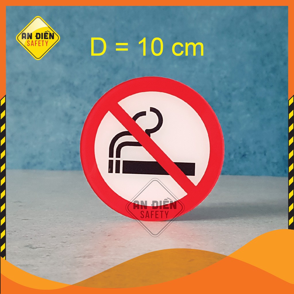 Biển báo mica cao cấp NO SMOKING Cấm hút thuốc, Tặng miếng dán tường keo 3M