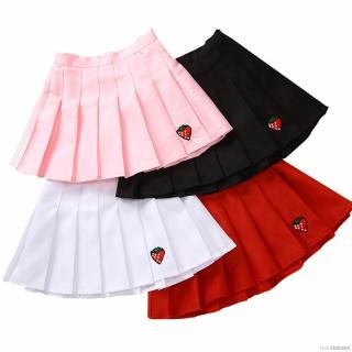 Chân Váy Xếp Ly Thêu Hình Quả Dâu Xinh Xắn Cho Bé Gái