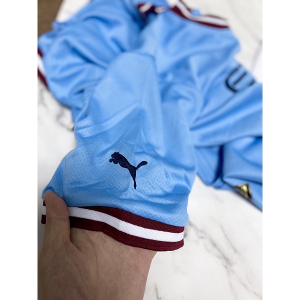 Set Bộ quần áo bóng đá thể thao nam nữ chất vải gai thái clb manchester city mc áo xanh quần trắng mùa giải 2022 2023
