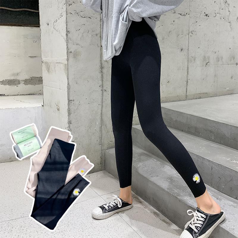 Đen Quần Legging Dày Dặn Kẻ Sọc Thời Trang Cho Nữ Sinh