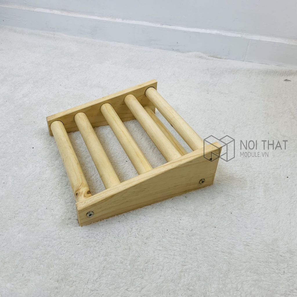 Ghế gỗ kê chân văn phòng, bàn học, bàn làm việc chất liệu gỗ thồng có con lăn massa
