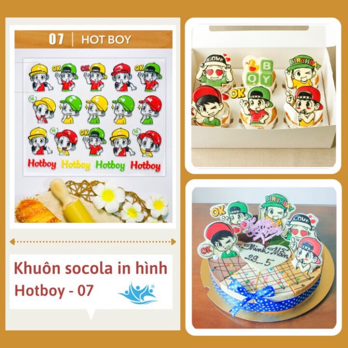 phụ kiện làm bánh  [FREESHIP❤️] 10 tấm khuôn socola in hình bánh siêu đẹp