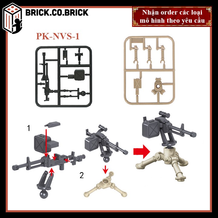 Phụ kiện MOC Army Vũ khí Hiện Đại Đầu đen Đồ chơi lắp ráp mini mô hình trang trí quân đội PK-NVS-1