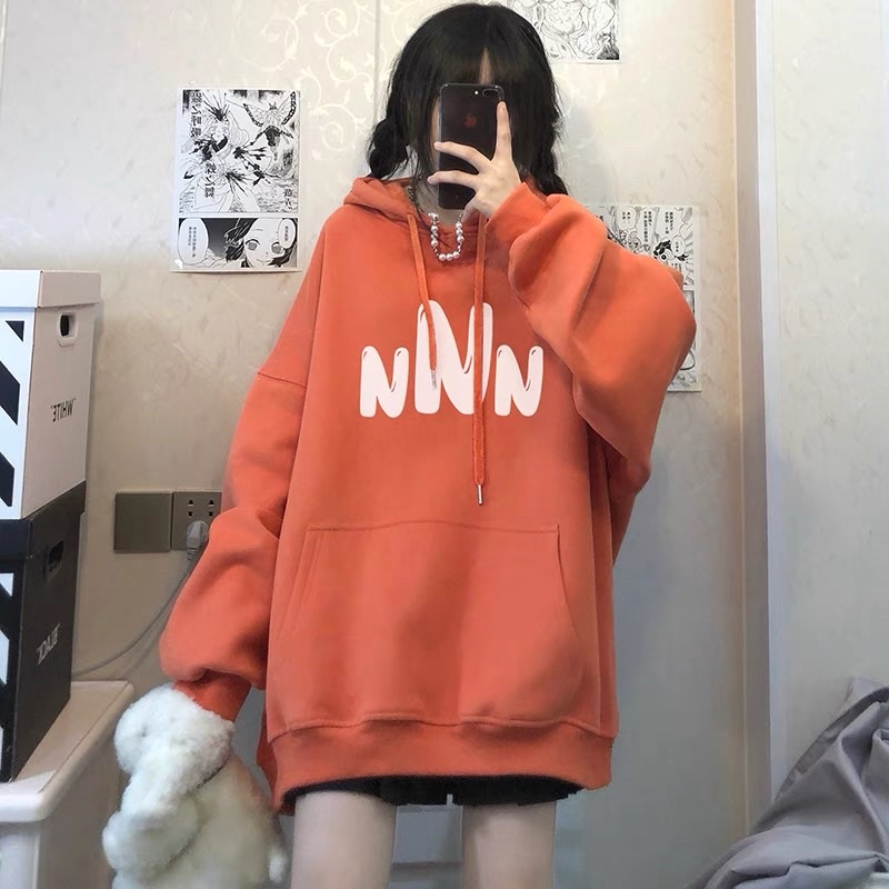 Áo Hoodie nNn Tay Dài Túi Bụng To Nỉ Bông Dày Unisex