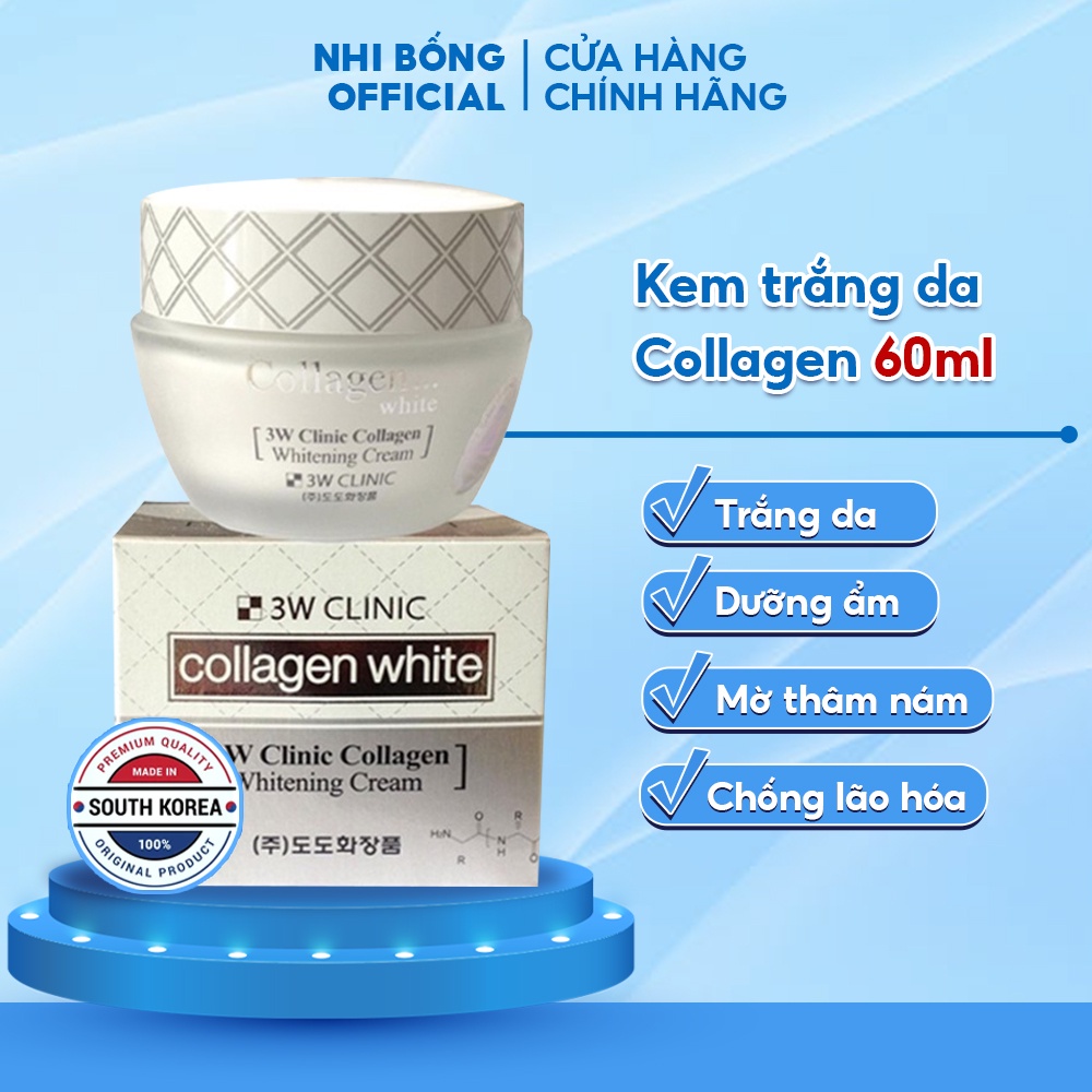 Kem Trắng Da Dưỡng Ẩm Chống Lão Hóa Chiết Xuất Collagen 3w Clinic Hàn Quốc 50ml Giúp Da Trắng Sáng Và Mềm Mịn Tự Nhiên