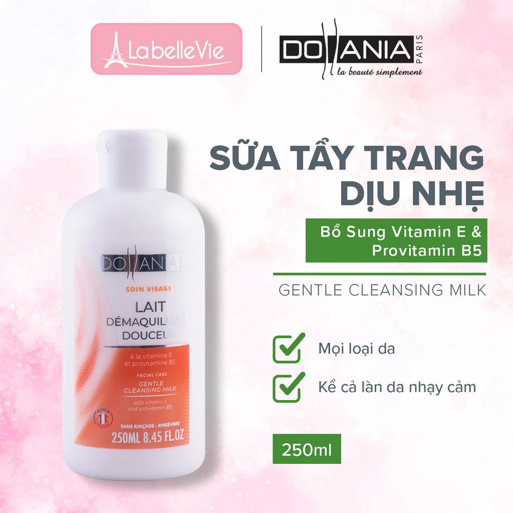 Sữa tẩy trang làm sạch sâu và dịu nhẹ cho da Dollania bổ sung vitamin E và Pro Vitamin B5 250ml