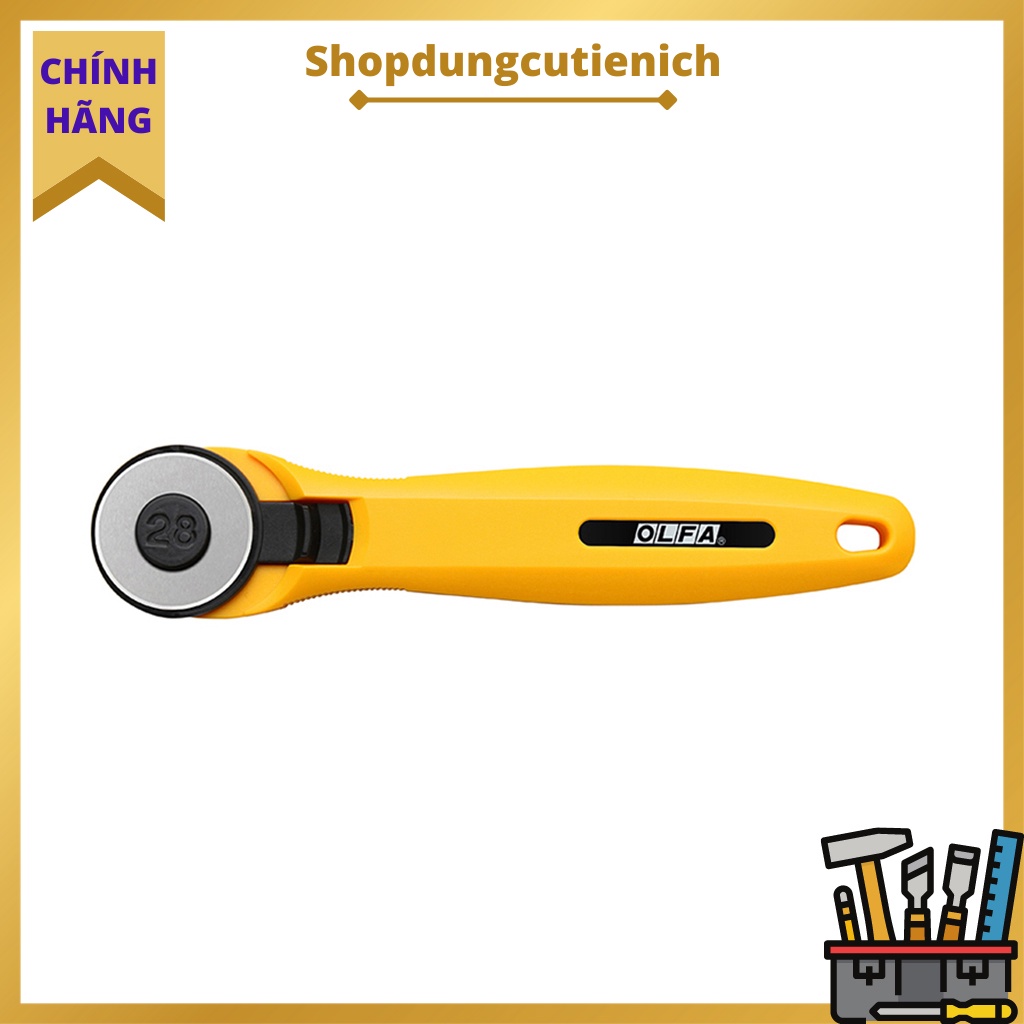 Dao Tròn OLFA RTY-1/C Đường Kính 28mm, Dễ Cầm Cho Người Thuận Tay Trái Cắt Da, Vải, Giấy