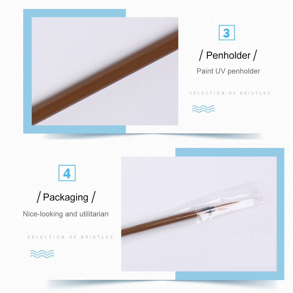 Set 3 Bút Lông SEAMIART Cán Gỗ Thiết Kế Tiện Dụng Watercolor nail polish brush details brush