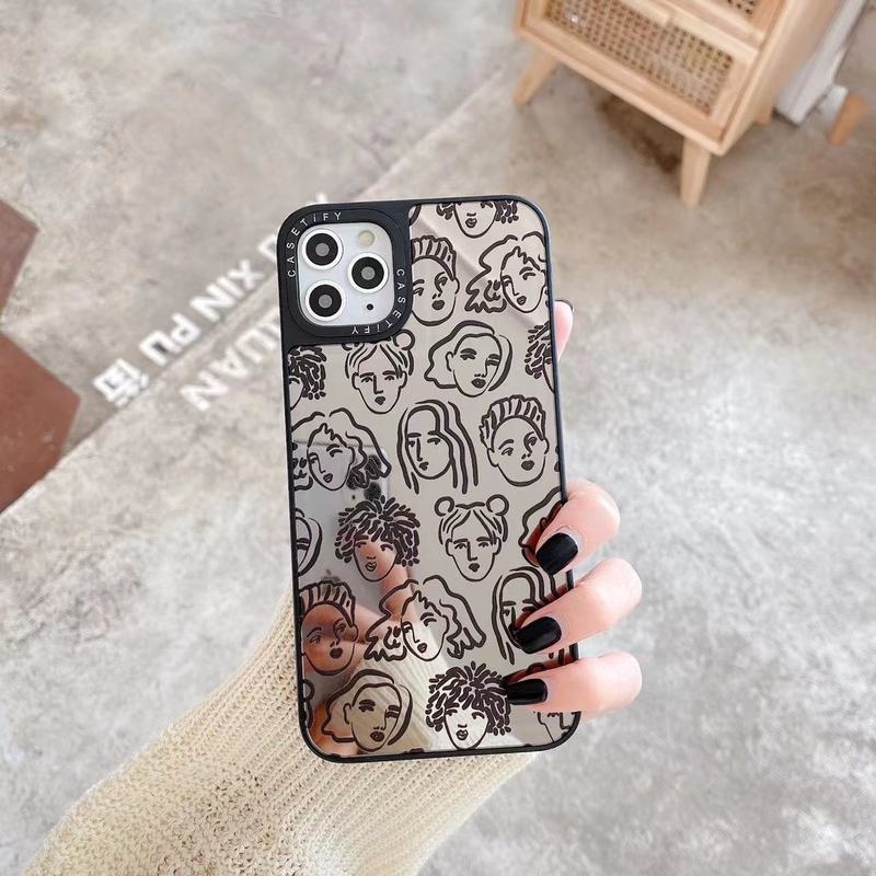 Ốp điện thoại mặt gương hình chân dung trừu tượng cho iphone 13 12 11 Pro Max X XS Max XR 7 8 Plus