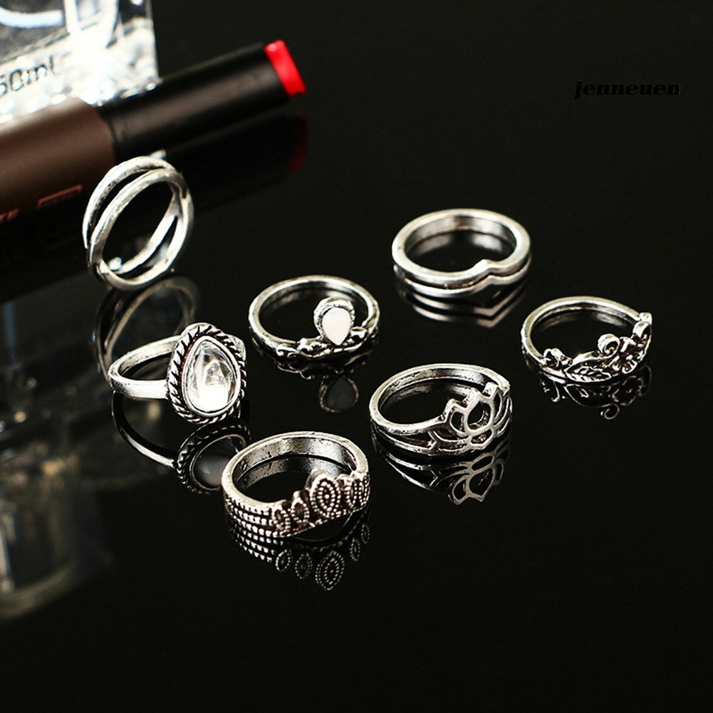 Set 7 Nhẫn Đeo Khớp Ngón Tay Phong Cách Vintage Thời Trang Cho Nữ