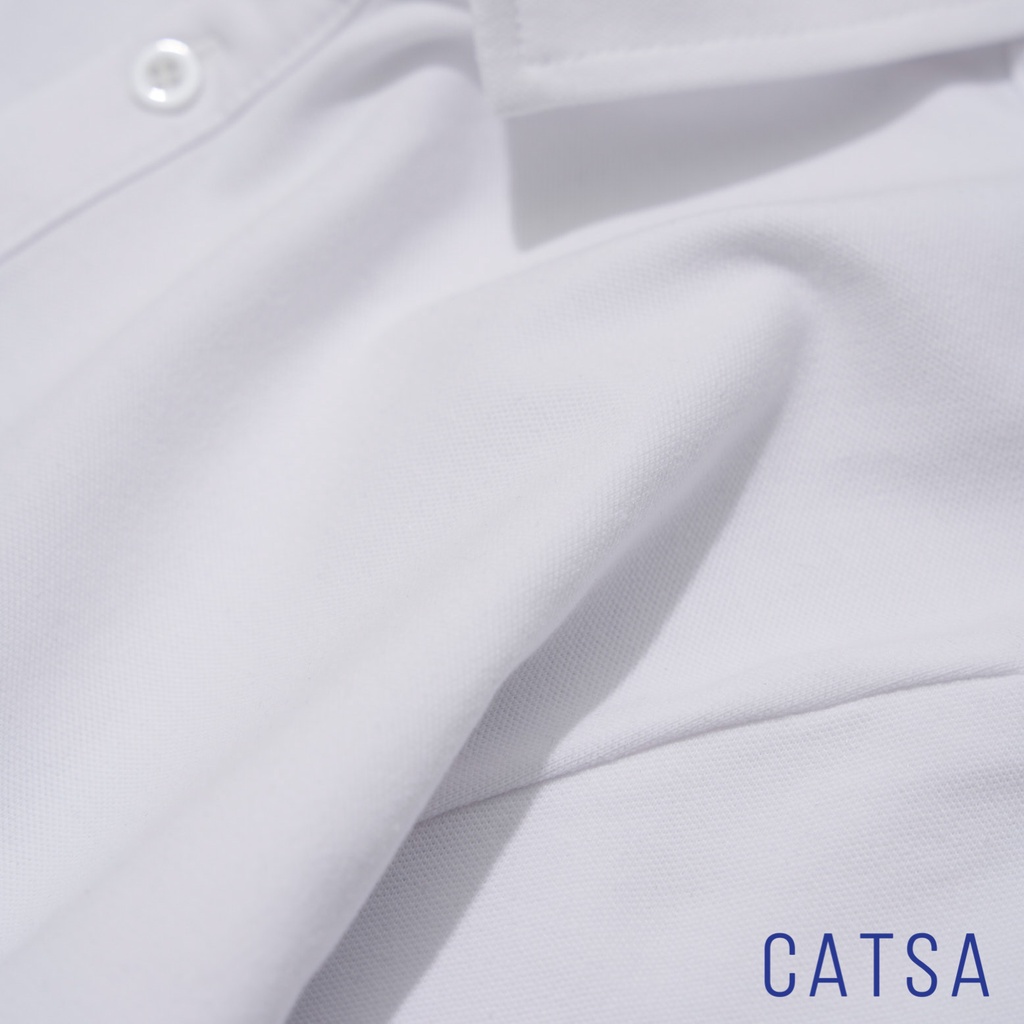 Áo thun Polo nam có cổ trắng, đen thun COTTON thoáng mát, kháng khuẩn, chống nhăn CATSA