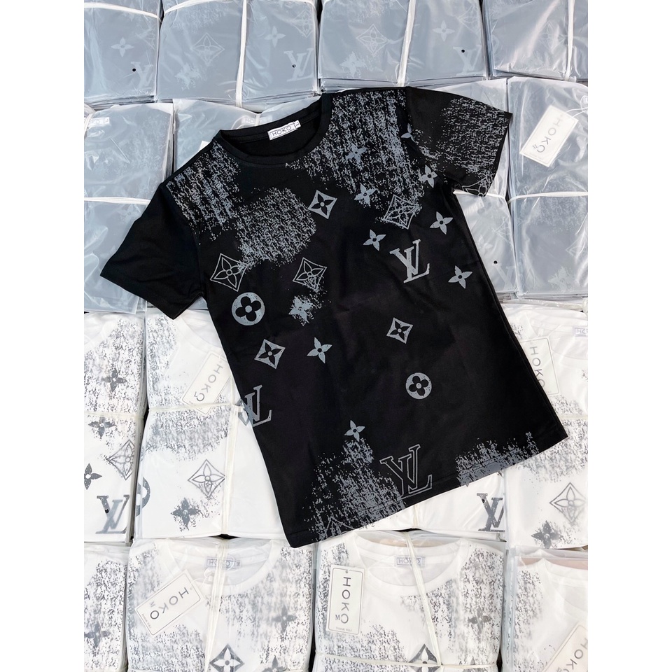 Áo phông LV Hình in chìm cổ Cao Cấp ,Áo thun LV chất liệu cotton co dãn thoáng mát