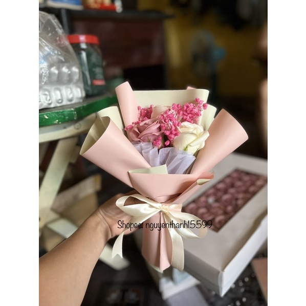 SỈ, LẺ HOA HỒNG SÁP 3 BÔNG