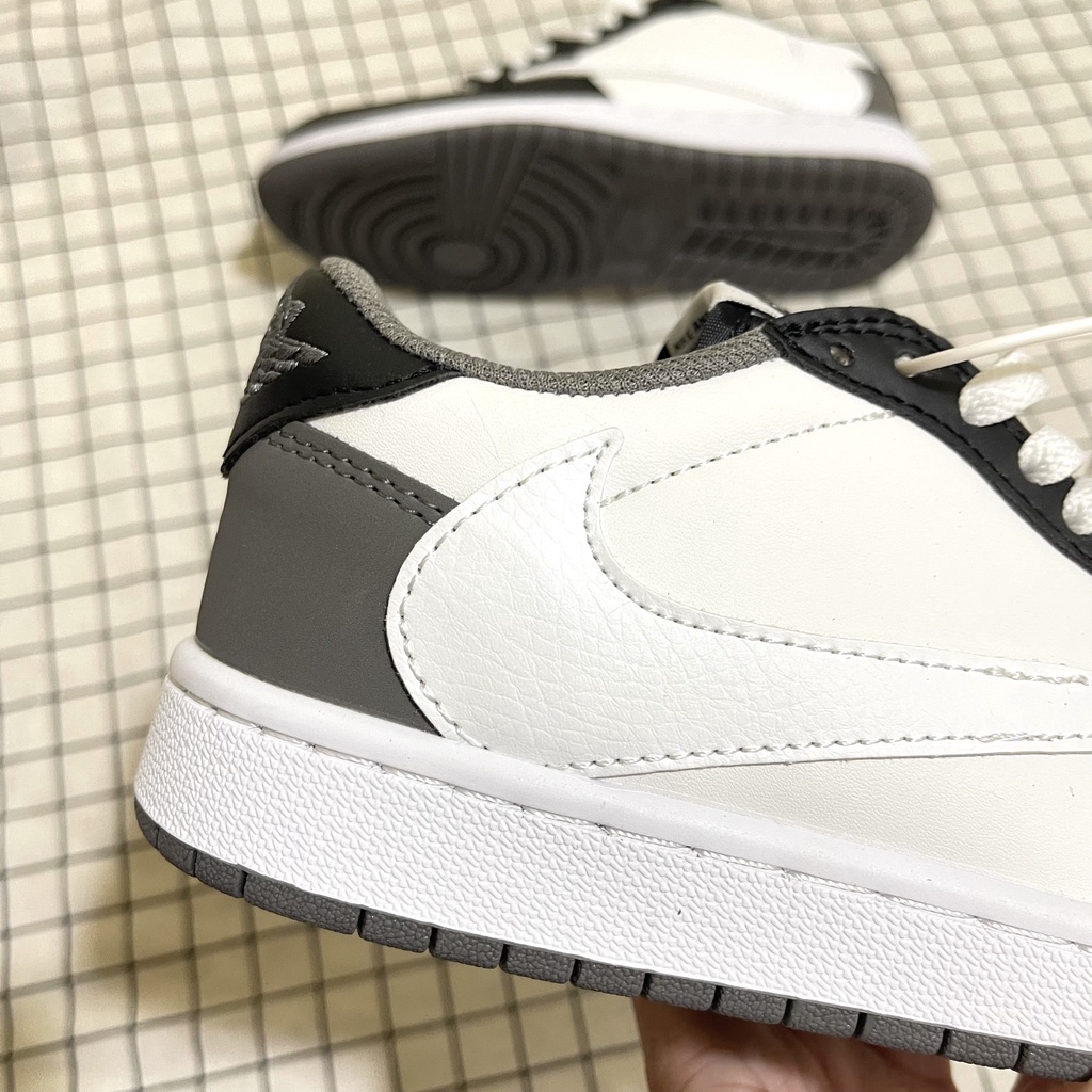 Giày Jordan travis scott trắng đen cao cấp, giày JD 1 xám trắng mới