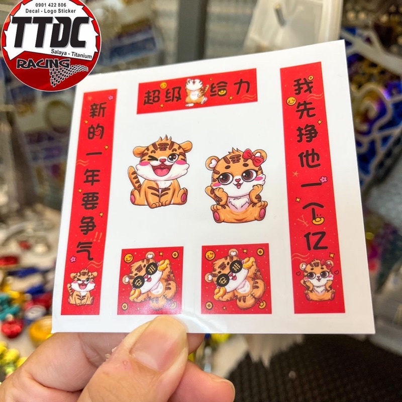 Set Decal Sticker Trang Trí Hình Con Hổ 2022 🥰🧧🧧