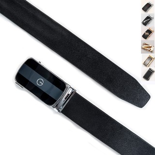 Thắt lưng da bò nguyên tấm màu đen L110-khóa tự động nhiều mặt lựa chọn