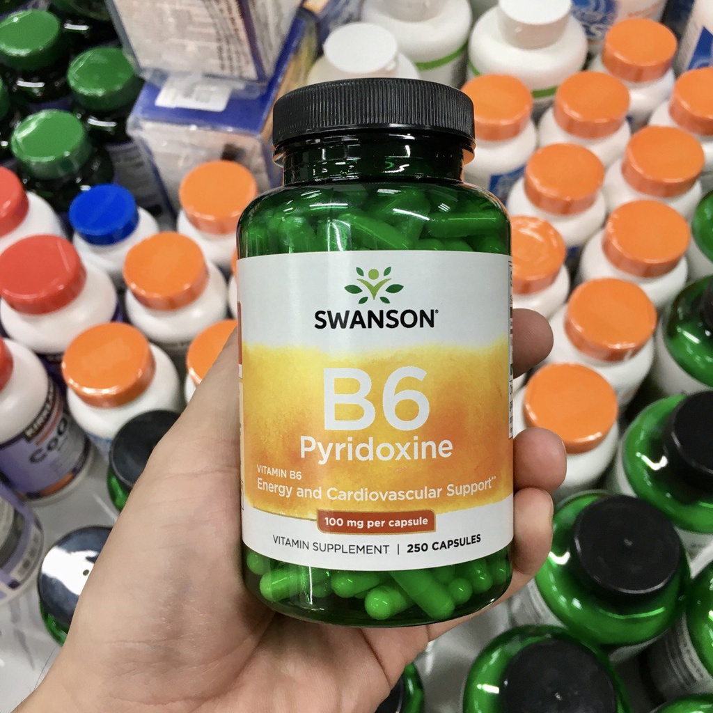 Vitamin B6 , Giảm căng thẳng,Tăng cường miễn dịch , Ổn định đường huyết , Swanson Vitamin B6 100mg, 250 viên.