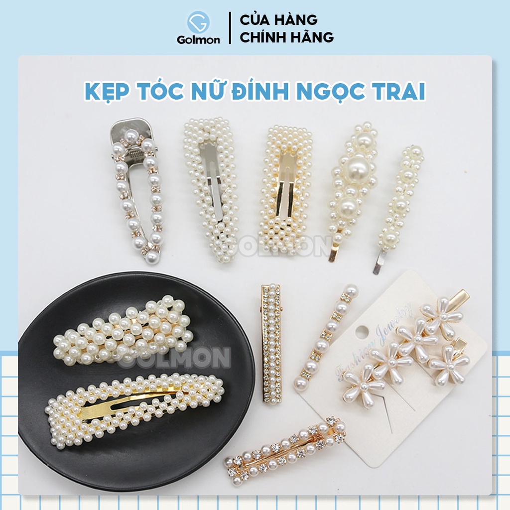 Kẹp tóc nữ đính ngọc trai nhân tạo thời trang siêu xinh kiểu Hàn Quốc kẹp tóc sang chảnh Golmon