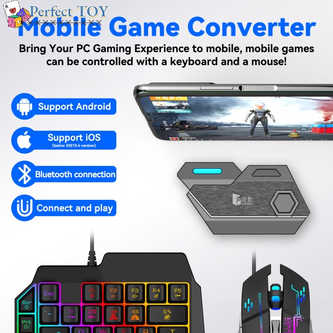 Bộ chuyển đổi bàn phím và chuột chơi game Bluetooth 5.0 chuyên dụng cho điện thoại