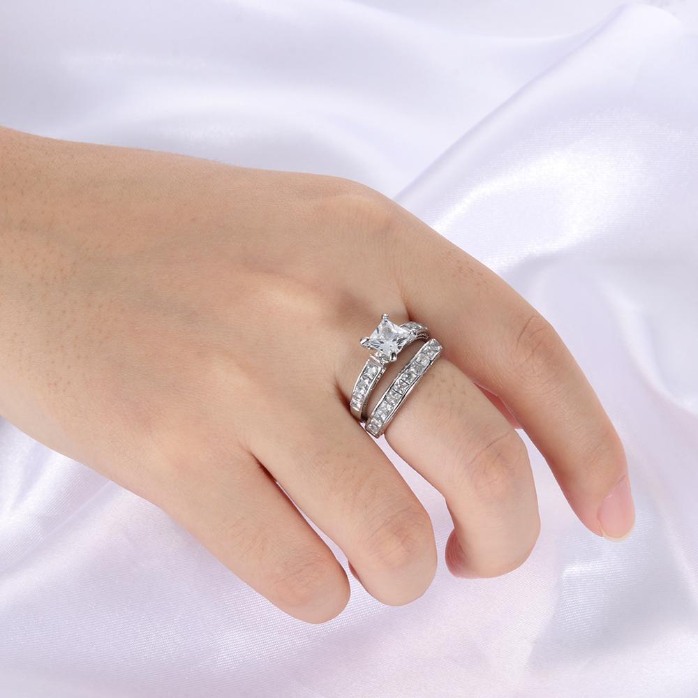 Bộ Nhẫn 2 Trong 1 KENT1 Mới|Trang Sức Đám Cưới Làm Quà Tặng Kỷ Niệm