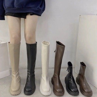 (Order) GIÀY BOOT ULZZANG Bốt boot lửng đùi dưới Gối Khoá sau đế đinh dày Cao cấp đủ màu full box