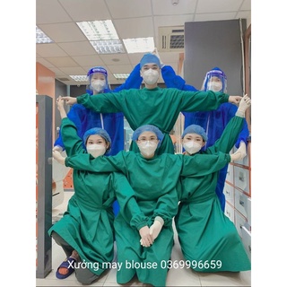Áo choàng phẫu thuật - phòng mổ màu xanh lá, xanh dương