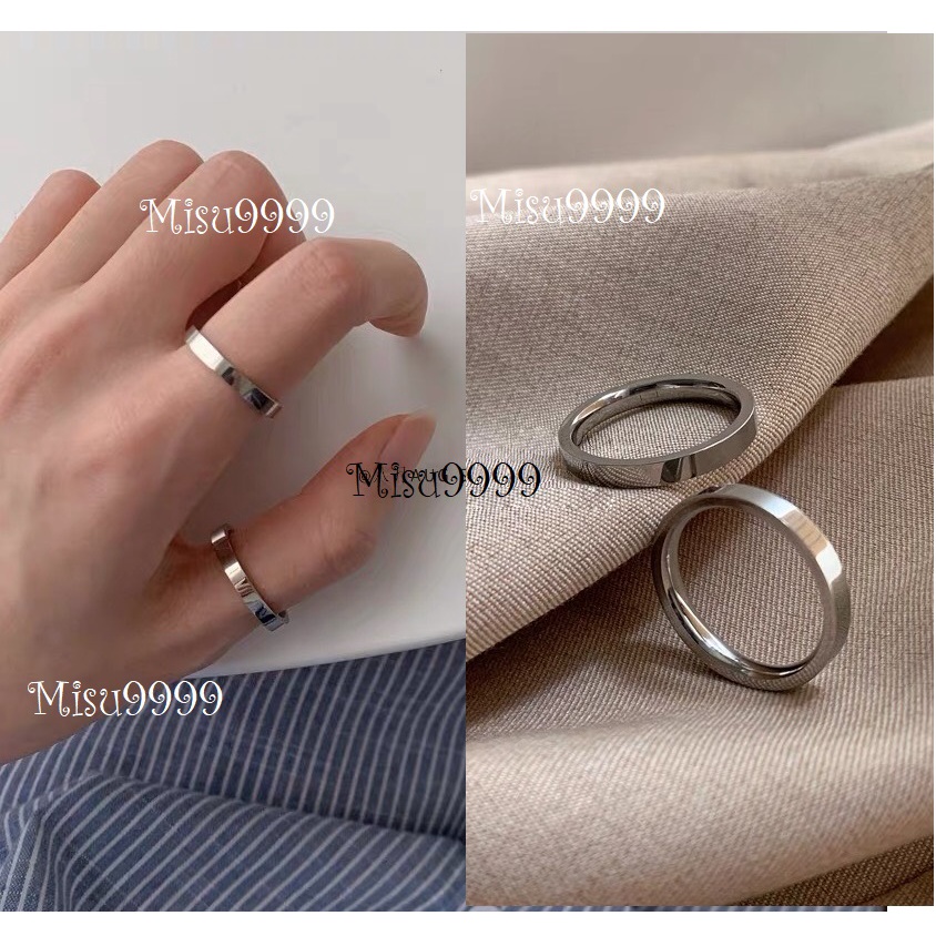 Nhẫn Titan Nam Nữ Thanh Dẹt 2Mm
