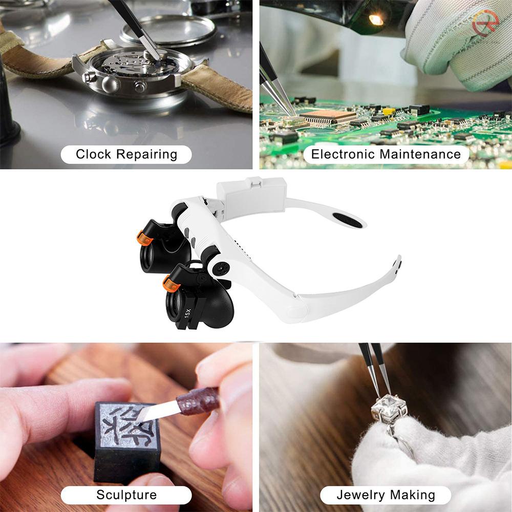 Kính lúp đeo đầu phóng đại nhiều lần có đèn LED