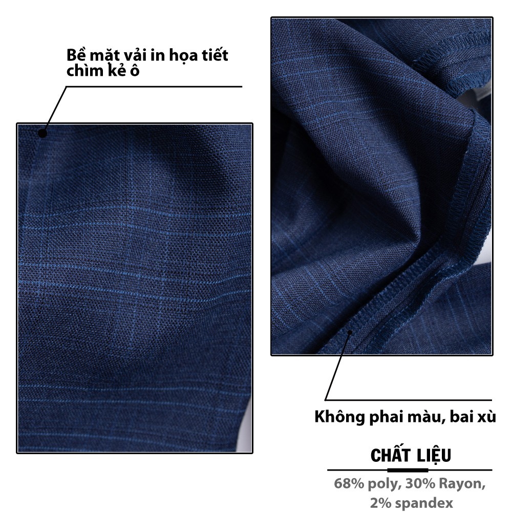 Quần Tây Nam 5S Họa Tiết Kẻ Caro Màu Xanh Đậm, Dáng Ôm Vừa, Ít Nhăn, Thoáng Mát, Co Giãn Nhẹ (QAU0402S1XDM) | BigBuy360 - bigbuy360.vn