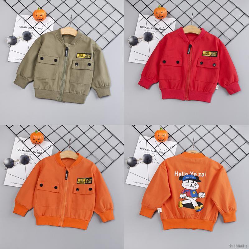 ruiaike  Baby Boy Girl Outerwear Cartoon Print Casual Zipper Sweatshirt Kids Pilot Baseball Jacket