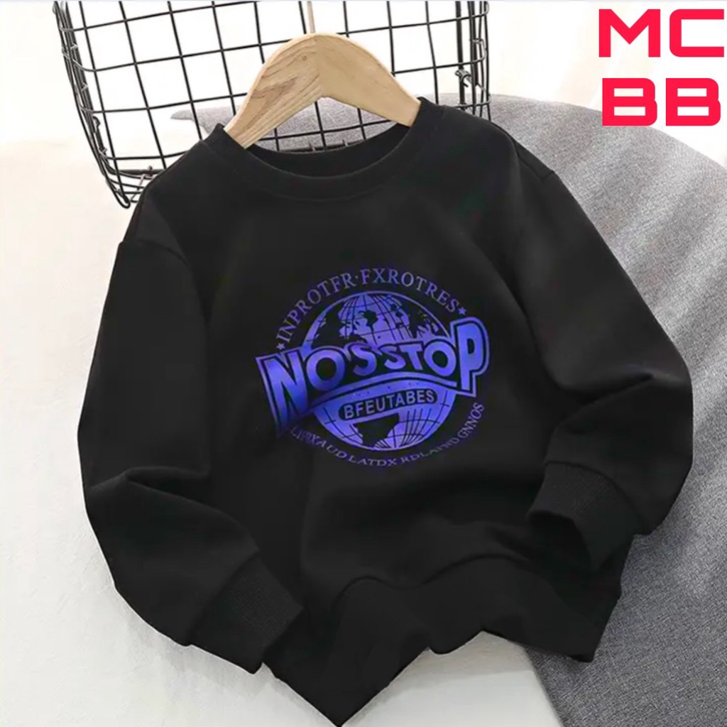 MCBB - 23-47Kg 100% Vải Cotton Mỏng Áo Thun Dài Tay Bé Trai Gái Unisex Sweater Áo Phông Bé Trai Nam Áo Bé Trai Trẻ Em Bộ