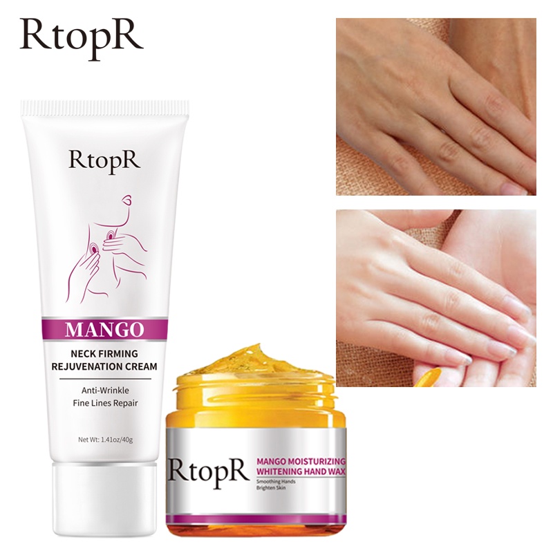 RtopR Combo dưỡng ẩm xoài：Sáp làm trắng da tay 50g + Kem làm săn chắc cổ 40g