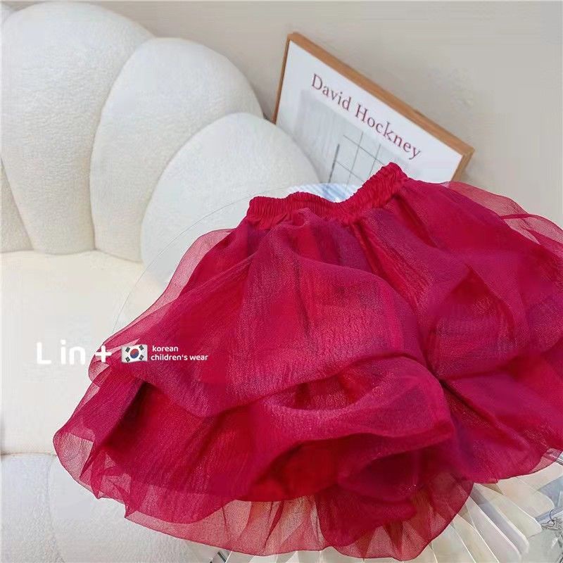 Bộ Áo Thun Ngắn Tay In Hình Dâu Tây + Chân Váy Lưới Thời Trang Mùa Hè Hàn Quốc Mới 2022