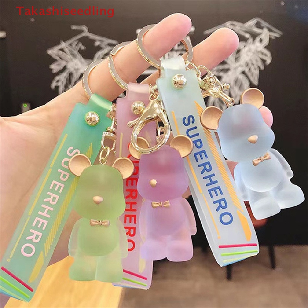 (Takashiseedling) Cute Crystal Keychain Charm Tie The Bear Pendant For Women Bag Car KeyRing Mobile Phone Fine Jewelry Accessories Kids Girl Gift