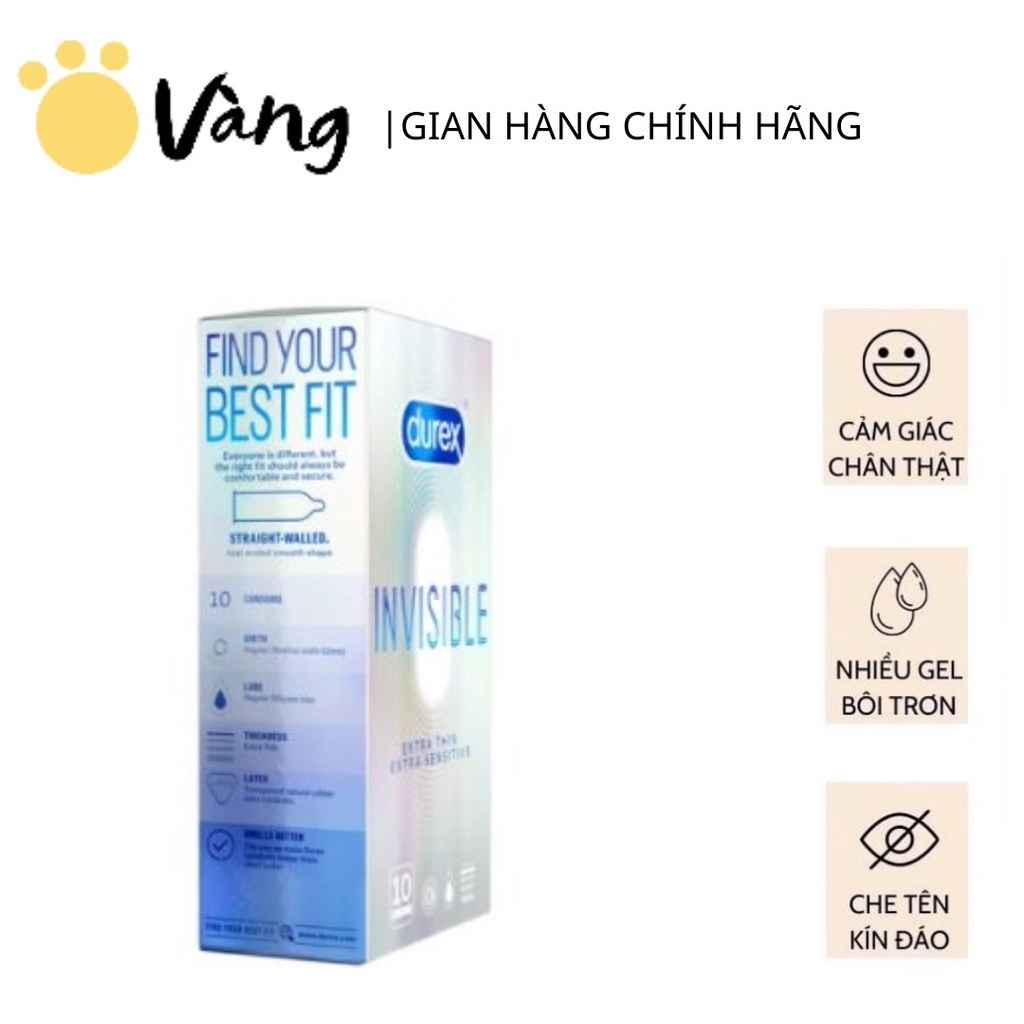 1 Cái (Chiếc) Bao Cao Su Durex Invisible Extra Thin Siêu Mỏng Tạo Cảm Giác Chân Thật