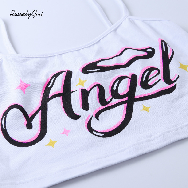 Áo Lửng Hai Dây In Chữ Thời Trang Dành Cho Nữ