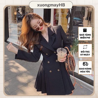 Đầm vest nữ xếp ly HB thiết kế sang trọng đủ size D004