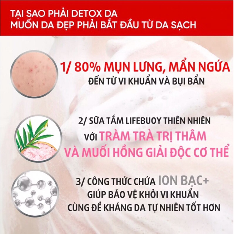 SỮA TẮM LIFEBUOY DẦU TRÀM TRÀ VÀ MUỐI HỒNG 800G