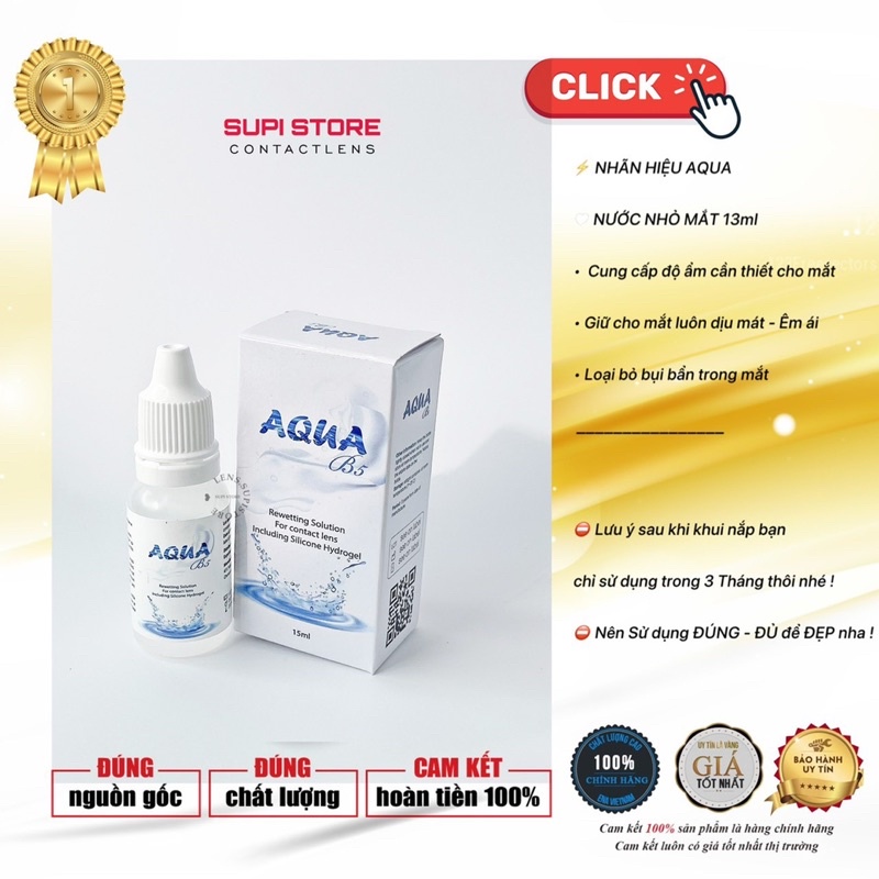 Nước Nhỏ Mắt AQua - Làm dịu mắt - Giữ ẩm cho mắt.